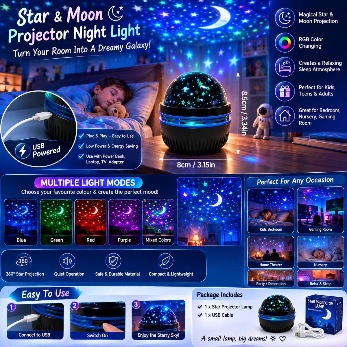 Star & Moon Projector Night Light