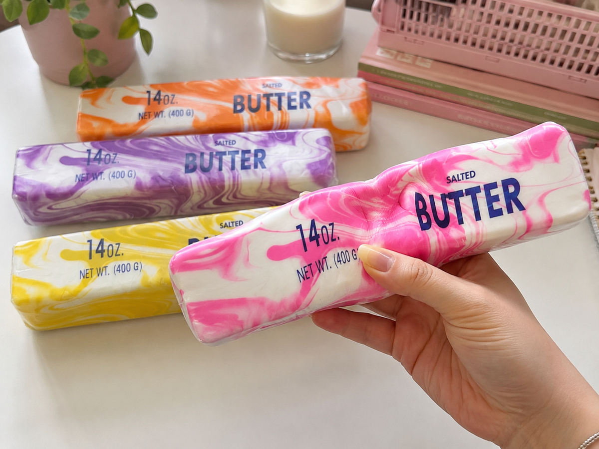 XXL Butter Squishy in pink marbled design