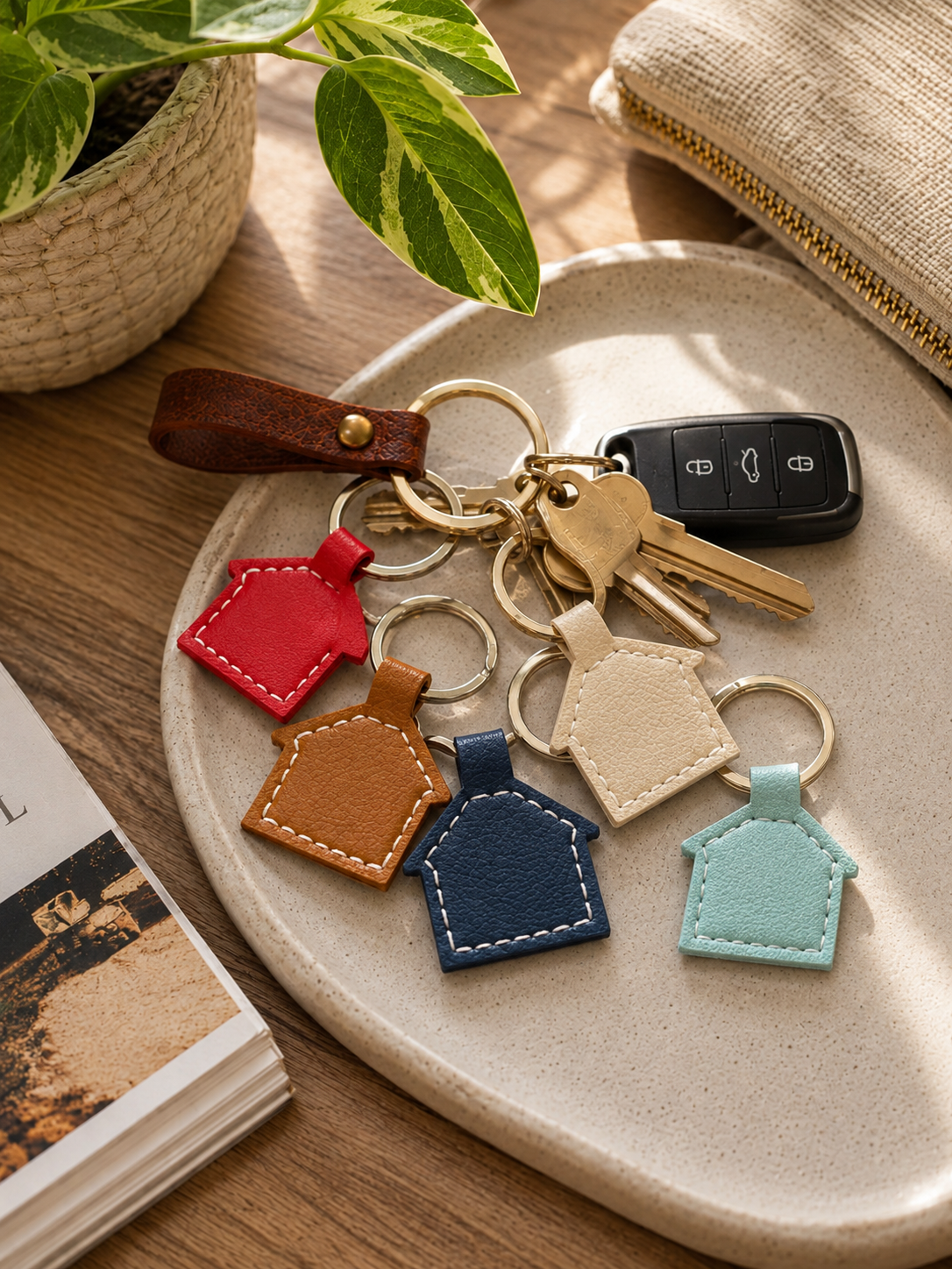 Faux Leather House Keyring