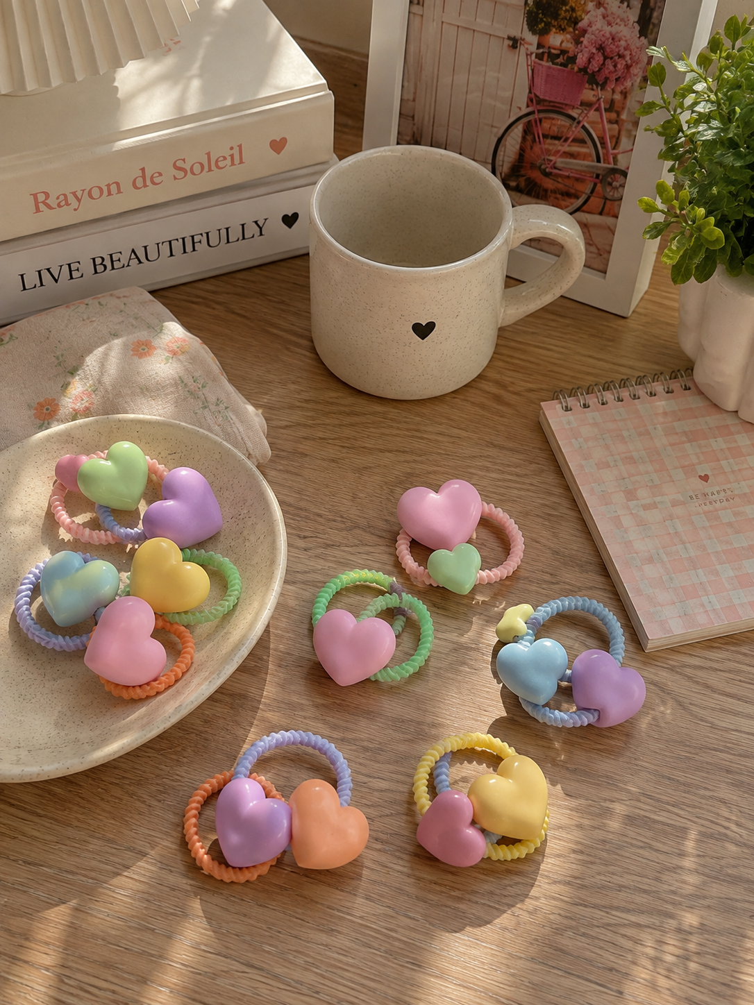 Flower and Heart Hair Ties