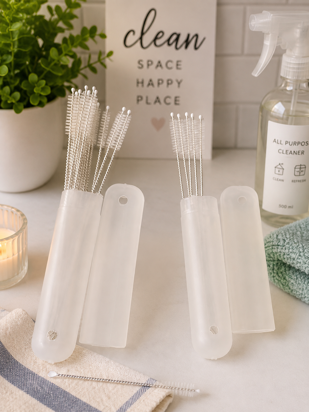 Extra Long Straw Cleaning Brush Set with Storage Box