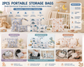 2pcs portable storage bags in Flower, Dinosaur and Giraffe Designs for baby essentials and travel