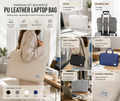 Minimalist business PU leather laptop bag in beige, black, grey, white and blue