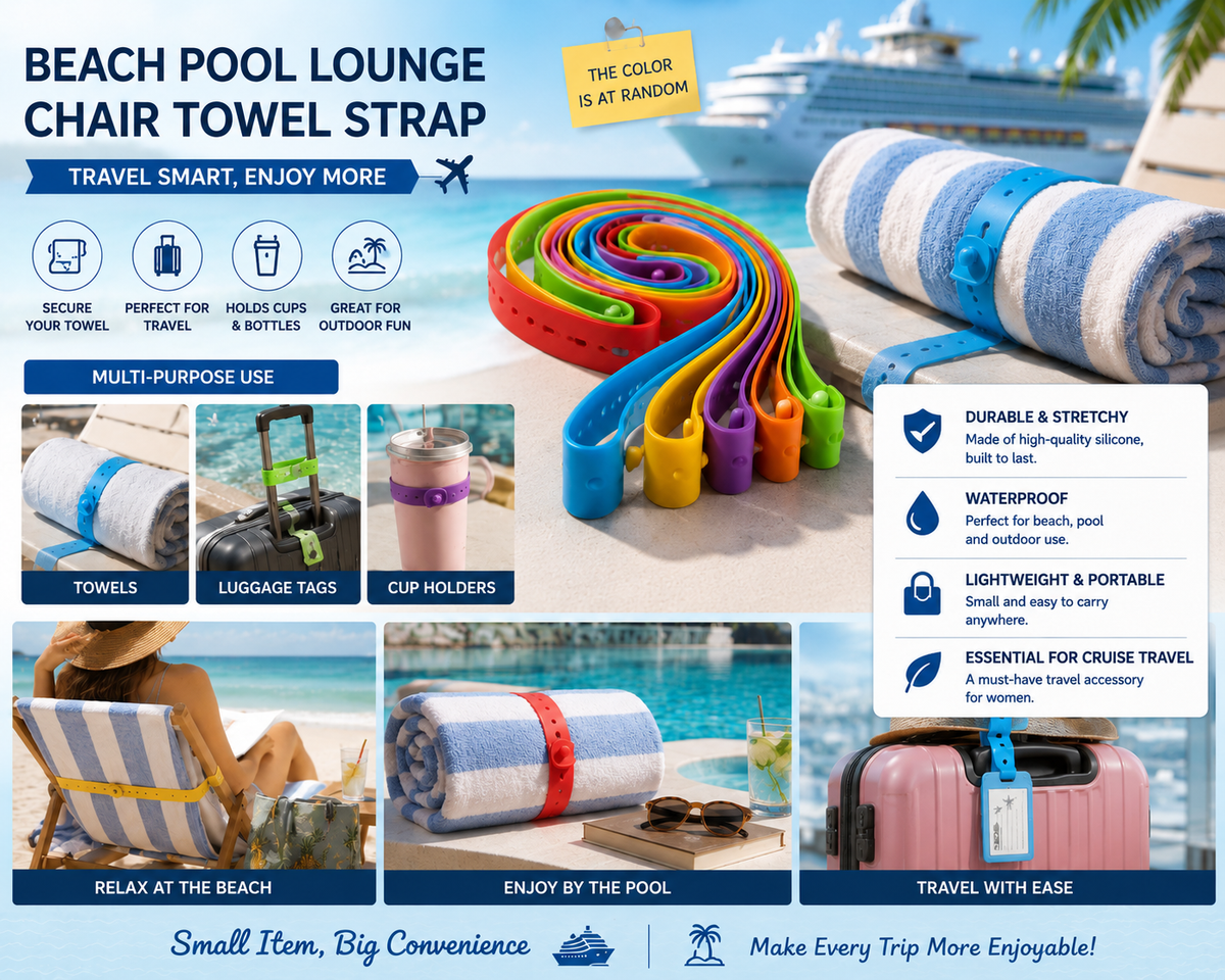 Beach Pool Lounge Chair Towel Strap