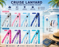 Cruise lanyard with retractable ID badge holder in Animal and Ocean series showing 8 colour options