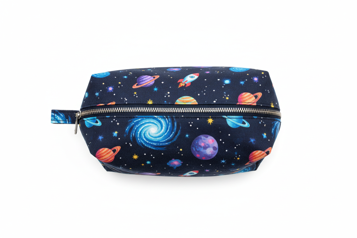 Planet pattern boys rectangular toiletry bag with galaxy print