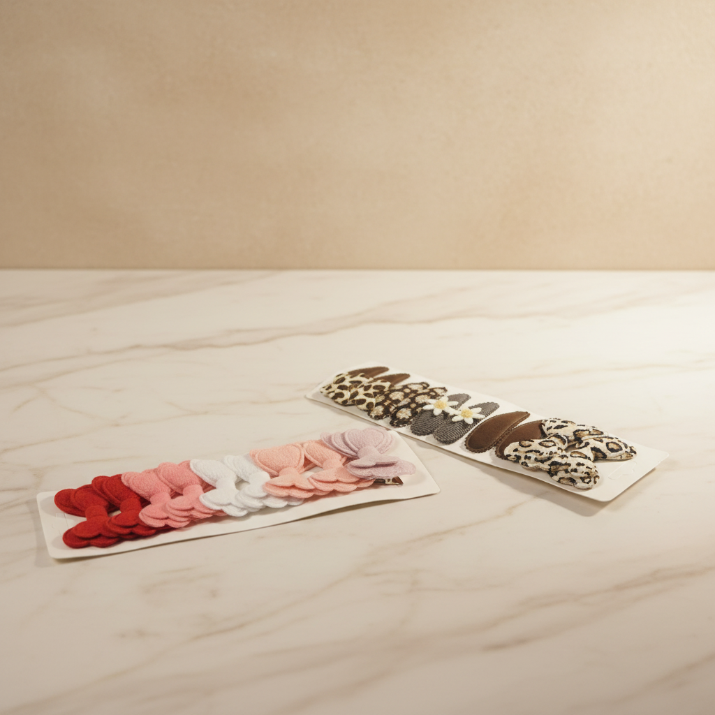 Hair Clip Set - Red and Brown